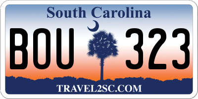 SC license plate BOU323