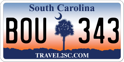 SC license plate BOU343