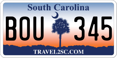 SC license plate BOU345