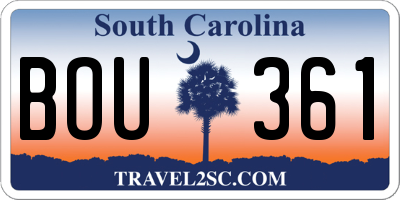 SC license plate BOU361
