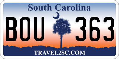 SC license plate BOU363