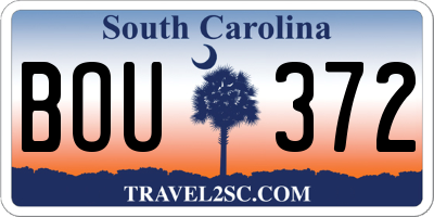 SC license plate BOU372