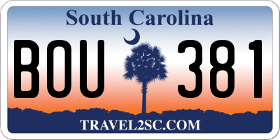 SC license plate BOU381