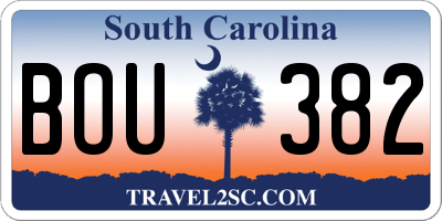 SC license plate BOU382