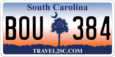 SC license plate BOU384