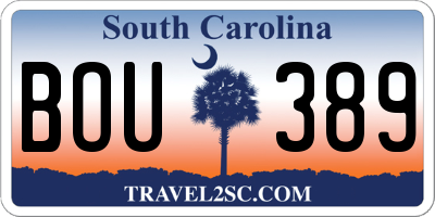 SC license plate BOU389