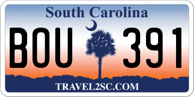 SC license plate BOU391