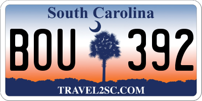 SC license plate BOU392