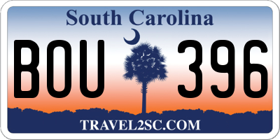 SC license plate BOU396