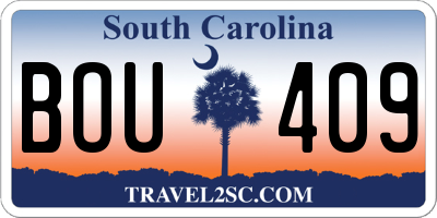 SC license plate BOU409