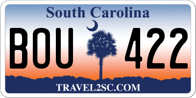 SC license plate BOU422