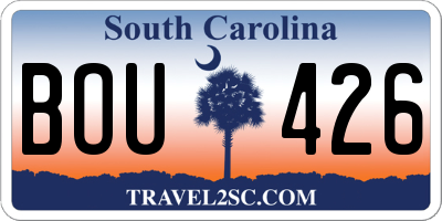 SC license plate BOU426