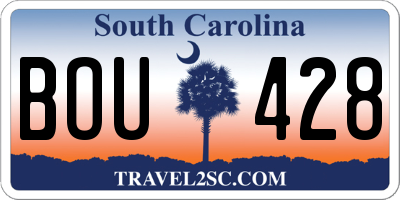 SC license plate BOU428