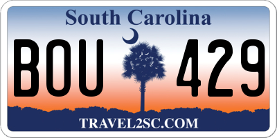 SC license plate BOU429
