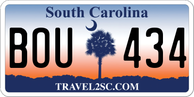 SC license plate BOU434