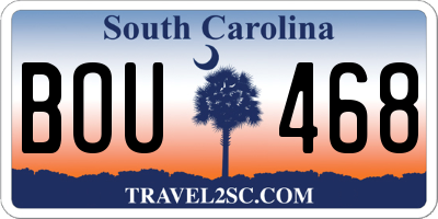 SC license plate BOU468