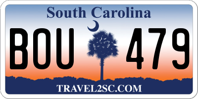 SC license plate BOU479