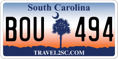 SC license plate BOU494