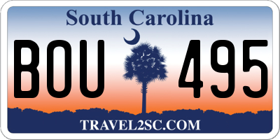 SC license plate BOU495
