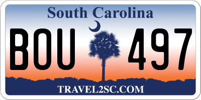 SC license plate BOU497
