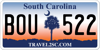 SC license plate BOU522