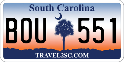 SC license plate BOU551