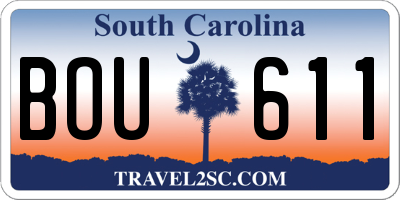 SC license plate BOU611