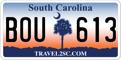 SC license plate BOU613