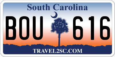 SC license plate BOU616