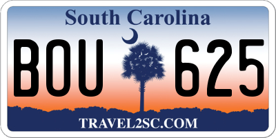SC license plate BOU625