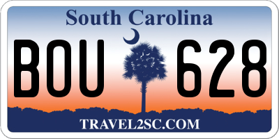 SC license plate BOU628
