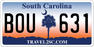 SC license plate BOU631