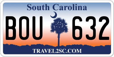 SC license plate BOU632