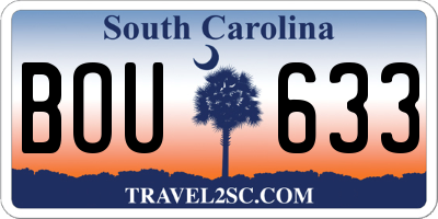 SC license plate BOU633