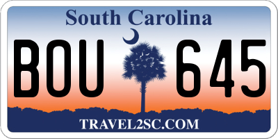 SC license plate BOU645