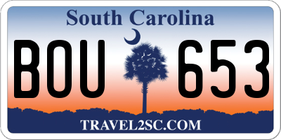 SC license plate BOU653