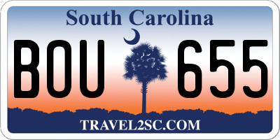 SC license plate BOU655