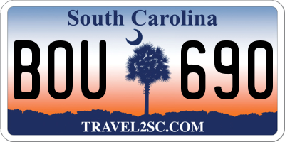 SC license plate BOU690