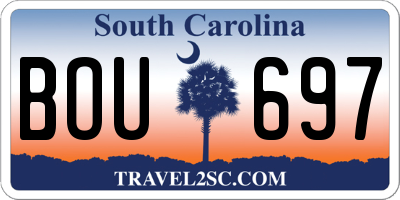 SC license plate BOU697