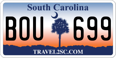 SC license plate BOU699