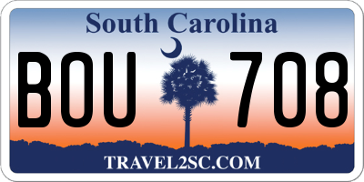 SC license plate BOU708