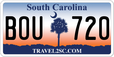 SC license plate BOU720