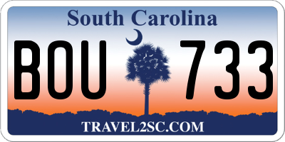 SC license plate BOU733