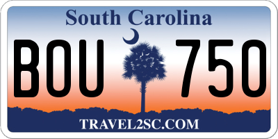 SC license plate BOU750