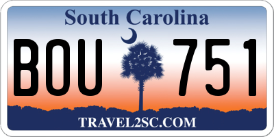SC license plate BOU751