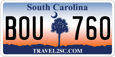 SC license plate BOU760
