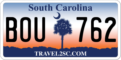 SC license plate BOU762