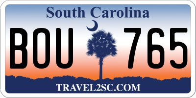 SC license plate BOU765