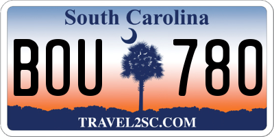 SC license plate BOU780