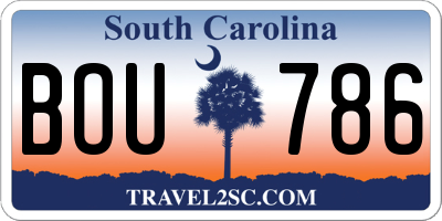 SC license plate BOU786